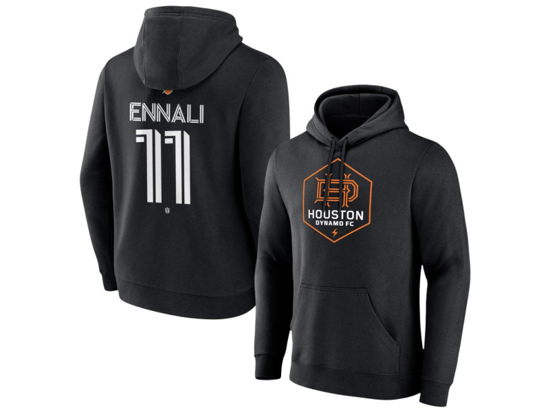 Men's Houston Dynamo FC Authentic Stack #11 Lawrence Ennali Pullover Hoodie - Black