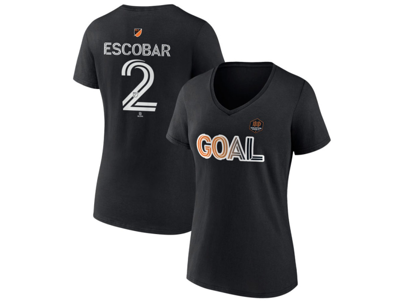 Women's Houston Dynamo FC Goal #2 Franco Escobar V-Neck T-Shirt - Black
