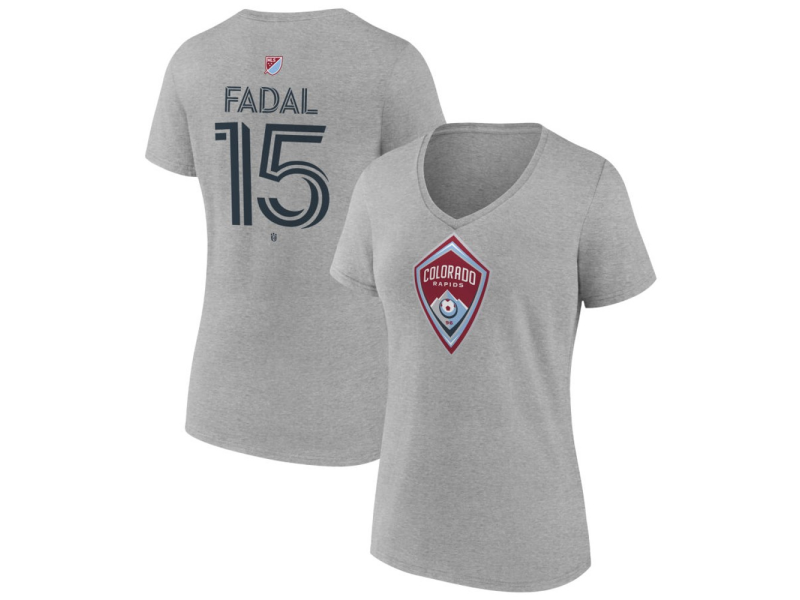 Women's Colorado Rapids #15 Ali Fadal Team Authentic V-Neck T-Shirt - Gray