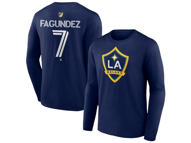 Youth LA Galaxy #7 Diego Fagundez Team Authentic Long Sleeve T-Shirt - Navy