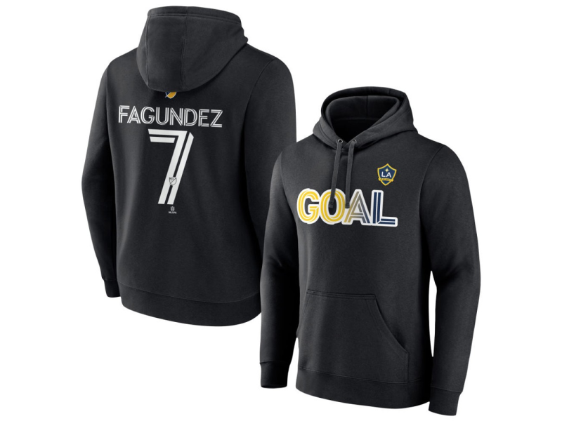 Men's LA Galaxy Goal #7 Diego Fagundez Pullover Hoodie - Black