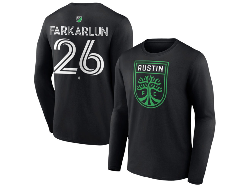 Youth Austin FC #26 Bryant Farkarlun Team Authentic Long Sleeve T-Shirt - Black