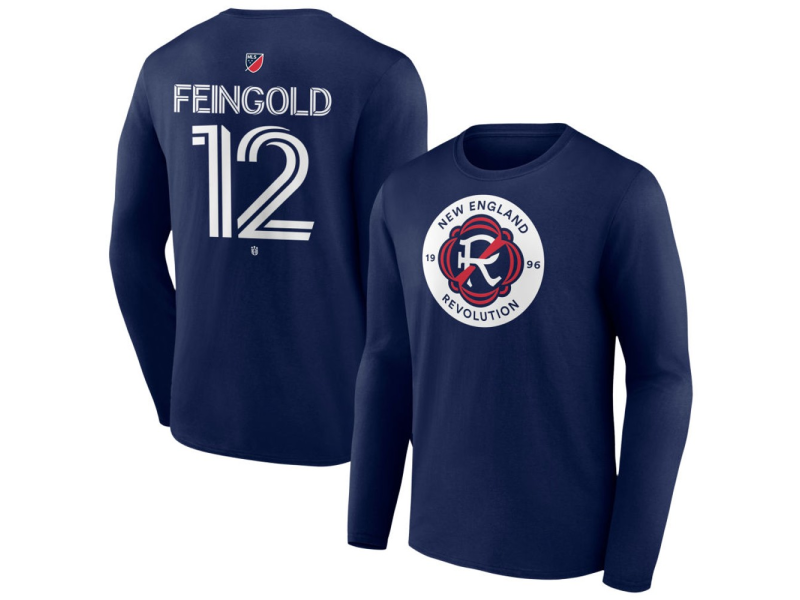 Men's New England Revolution #12 Ilay Feingold Team Authentic Long Sleeve T-Shirt - Navy