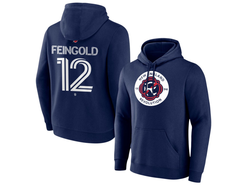 Men's New England Revolution #12 Ilay Feingold Team Authentic Pullover Hoodie - Navy