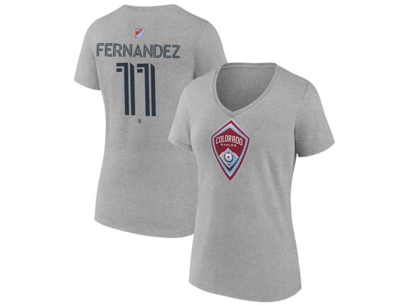 Women's Colorado Rapids #11 Omir Fernandez Team Authentic V-Neck T-Shirt - Gray