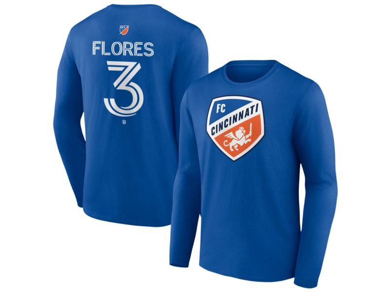 Youth FC Cincinnati #3 Gilberto Flores Team Authentic Long Sleeve T-Shirt - Royal