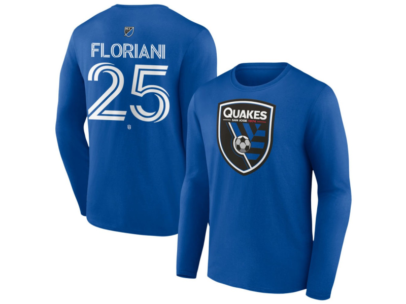 Youth San Jose Earthquakes #25 Max Floriani Team Authentic Long Sleeve T-Shirt - Royal