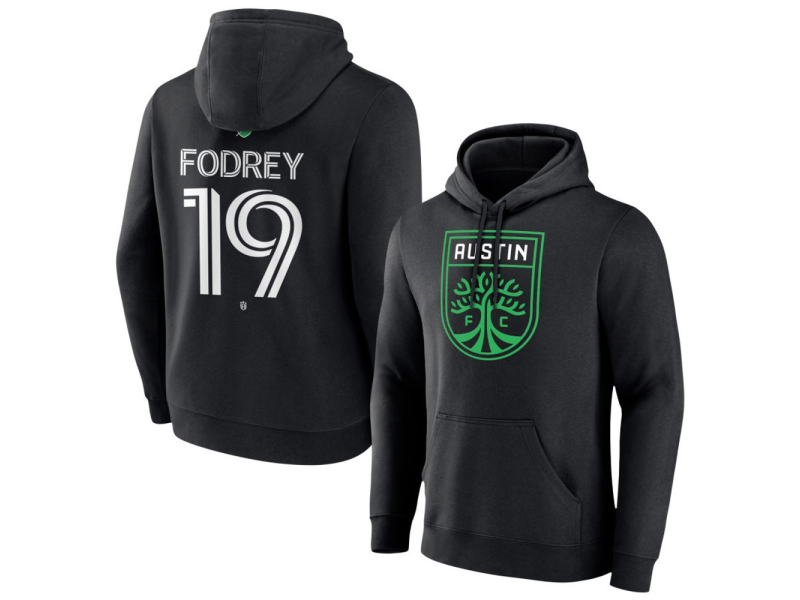 Men's Austin FC #19 CJ Fodrey Team Authentic Pullover Hoodie - Black