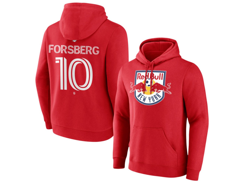 Men's New York Red Bulls #10 Emil Forsberg Team Authentic Pullover Hoodie - Red