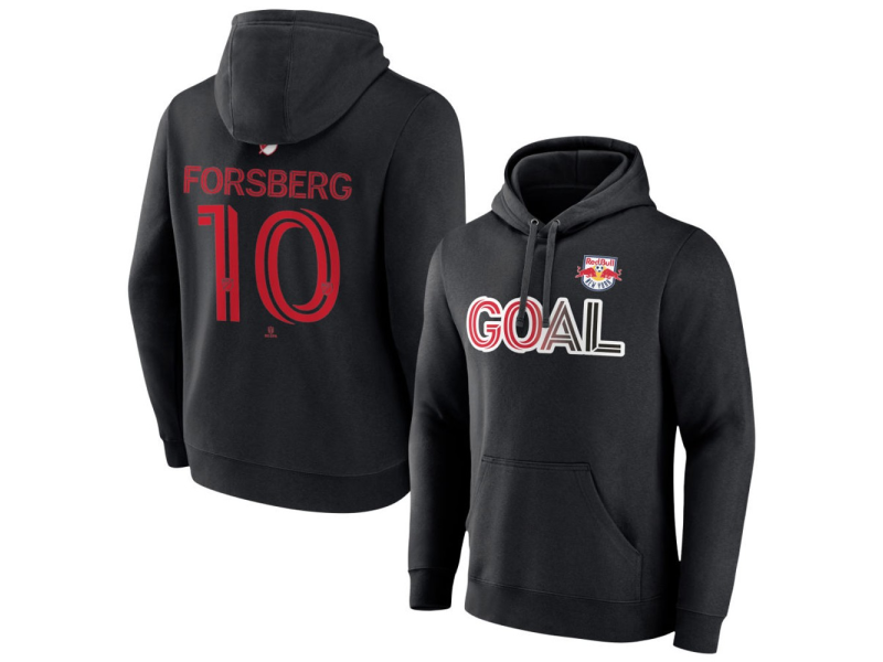 Men's New York Red Bulls Goal #10 Emil Forsberg Pullover Hoodie - Black