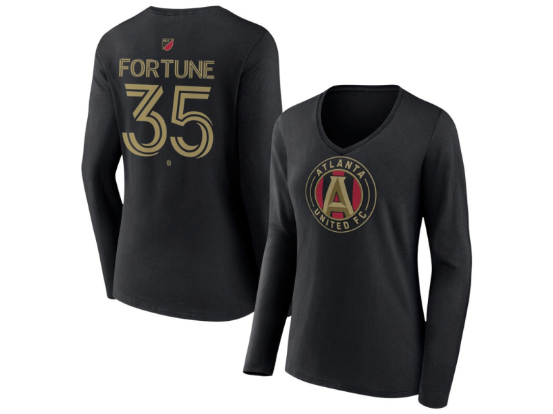Women's Atlanta United FC #35 Ajani Fortune Team Authentic Long Sleeve V-Neck T-Shirt - Black
