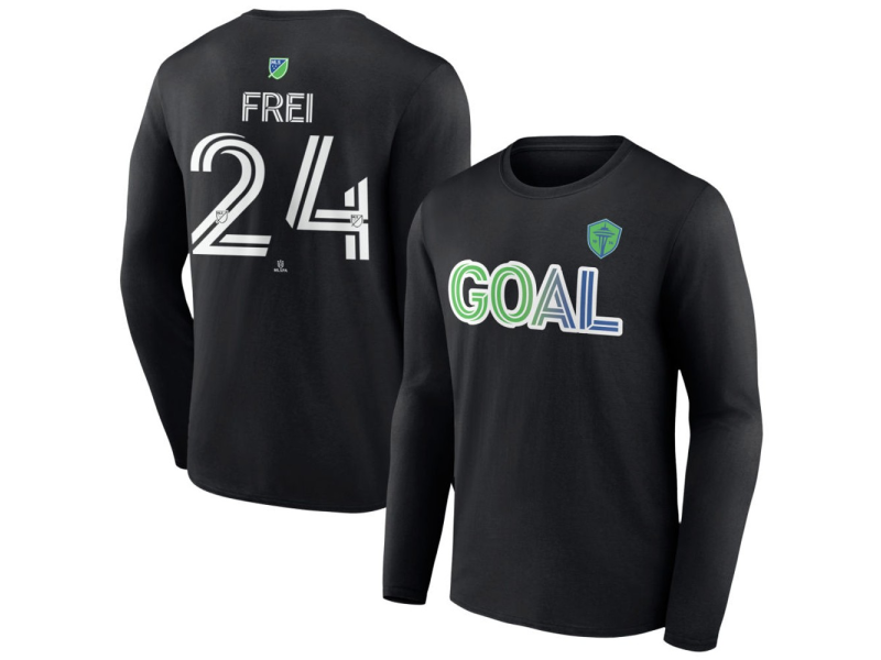 Men's Seattle Sounders FC Goal #24 Stefan Frei Long Sleeve T-Shirt - Black