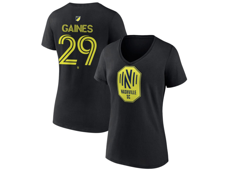 Women's Nashville SC #29 Julian Gaines Team Authentic V-Neck T-Shirt - Black