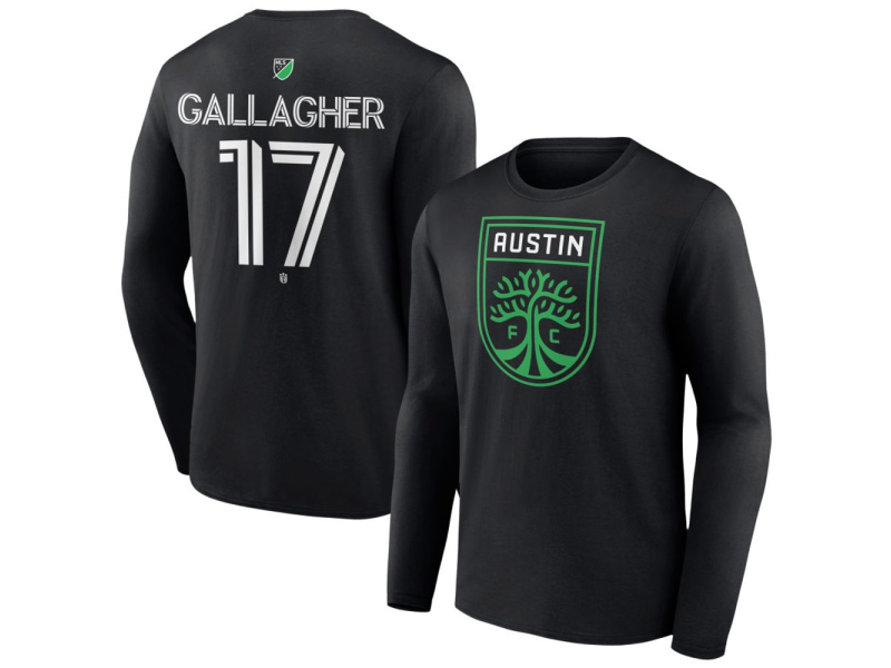 Men's Austin FC #17 Jon Gallagher Team Authentic Long Sleeve T-Shirt - Black