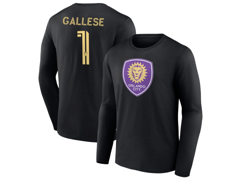 Men's Orlando City SC #1 Pedro Gallese Long Sleeve T-Shirt - Black