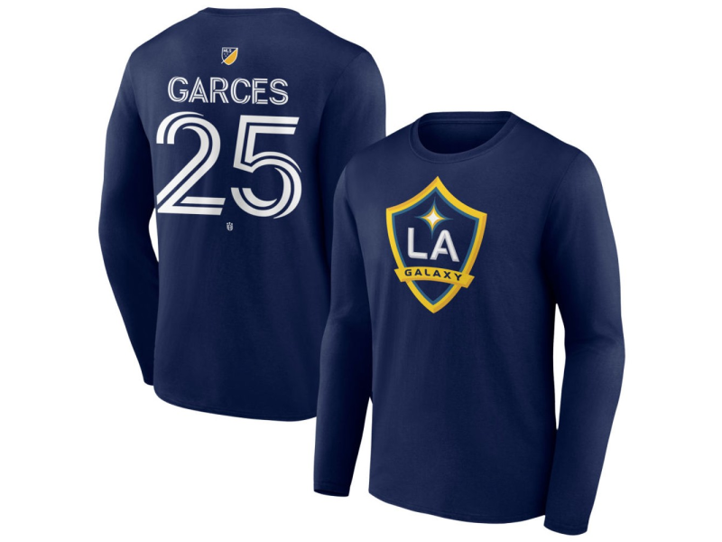 Men's LA Galaxy #25 Emiro Garces Team Authentic Long Sleeve T-Shirt - Navy