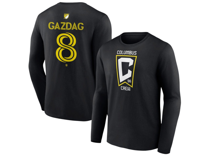 Youth Columbus Crew #8 Daniel Gazdag Team Authentic Long Sleeve T-Shirt - Black