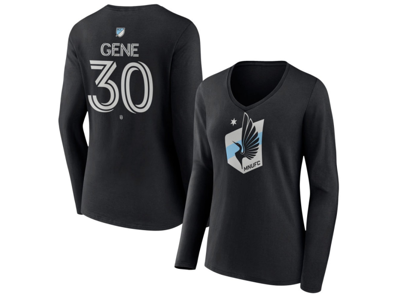 Women's Minnesota United FC #30 Owen Gene Team Authentic Long Sleeve V-Neck T-Shirt - Black