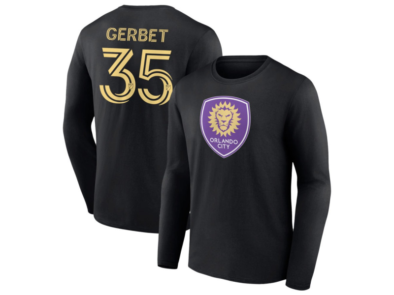 Youth Orlando City SC #35 Joran Gerbet Long Sleeve T-Shirt - Black