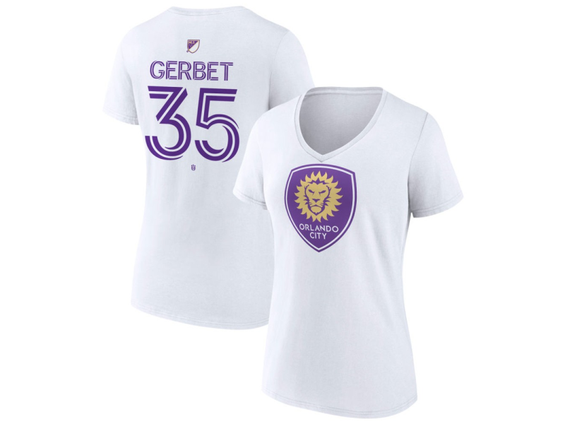 Women's Orlando City SC Authentic Stack #35 Joran Gerbet V-Neck T-Shirt - White