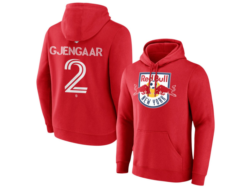 Men's New York Red Bulls #2 Dennis Gjengaar Team Authentic Pullover Hoodie - Red
