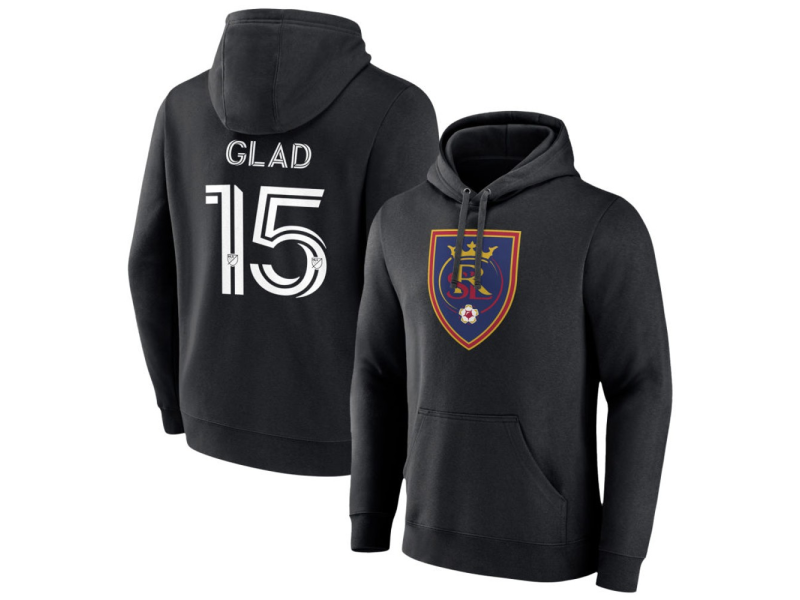 Men's Real Salt Lake #15 Justen Glad Pullover Hoodie - Black