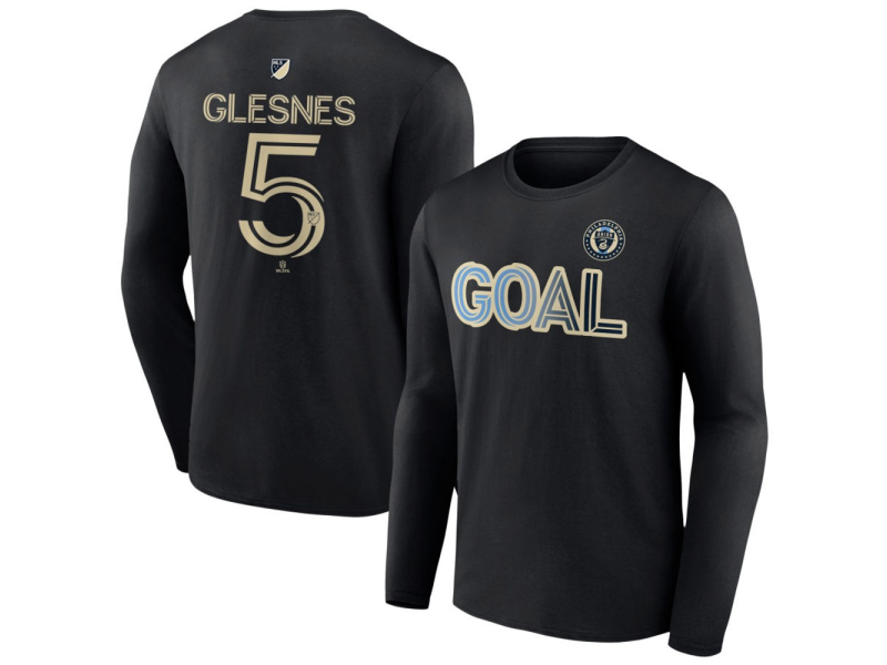 Men's Philadelphia Union Goal #5 Jakob Glesnes Long Sleeve T-Shirt - Black