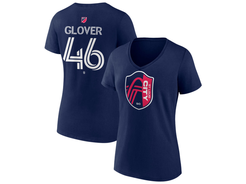 Women's St. Louis City SC #46 Caden Glover Team Authentic V-Neck T-Shirt - Navy