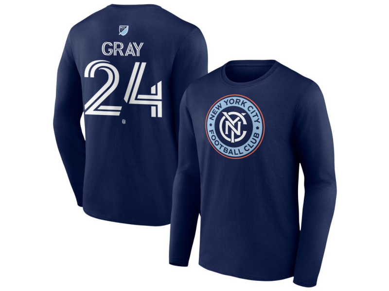 Men's New York City FC #24 Tayvon Gray Team Authentic Long Sleeve T-Shirt - Navy