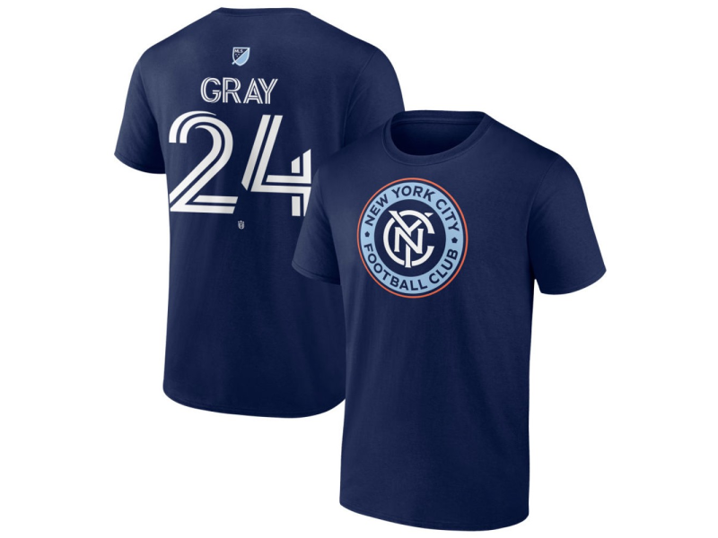 Men's New York City FC #24 Tayvon Gray Team Authentic T-Shirt - Navy