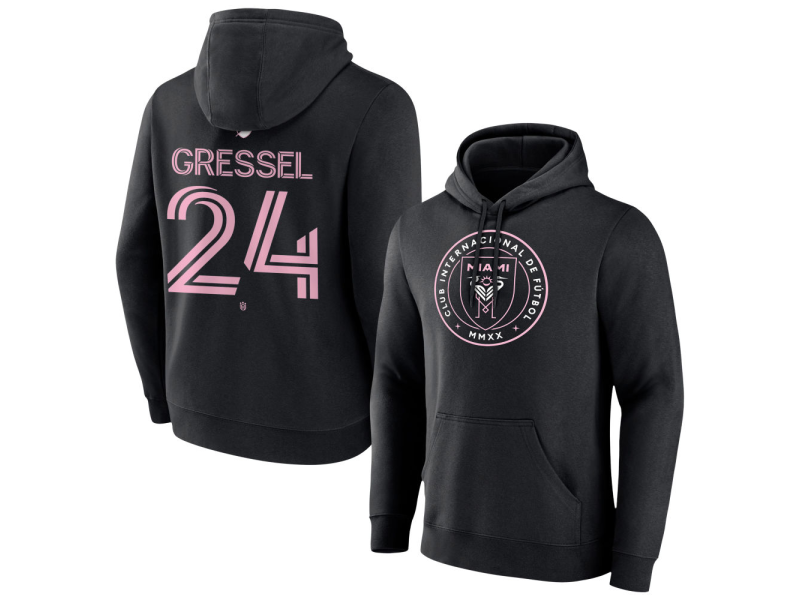Men's Inter Miami CF Authentic Stack #24 Julian Gressel Pullover Hoodie - Black