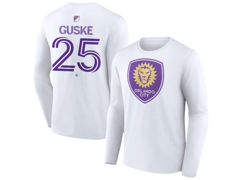 Men's Orlando City SC Authentic Stack #25 Colin Guske Long Sleeve T-Shirt - White
