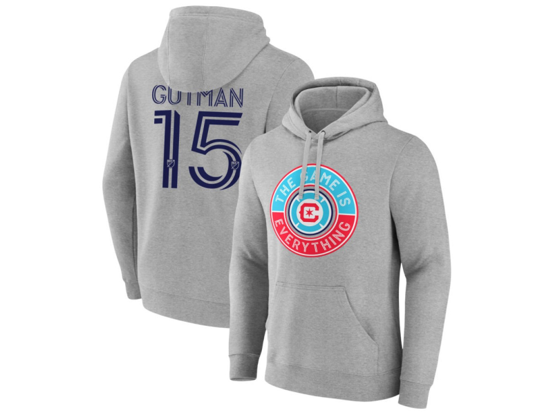Men's Chicago Fire The Game Is Everything #15 Andrew Gutman Pullover Hoodie - Gray