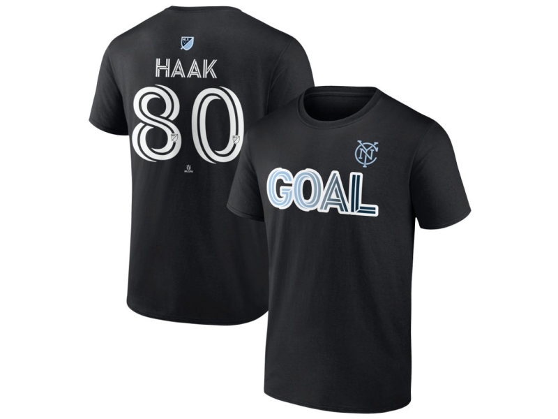 Youth New York City FC Goal #80 Justin Haak T-Shirt - Black