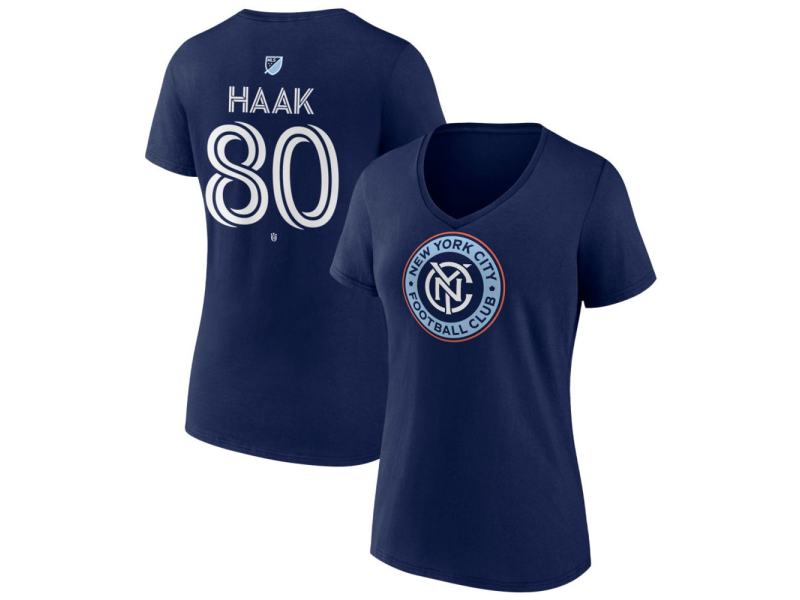 Women's New York City FC #80 Justin Haak Team Authentic V-Neck T-Shirt - Navy