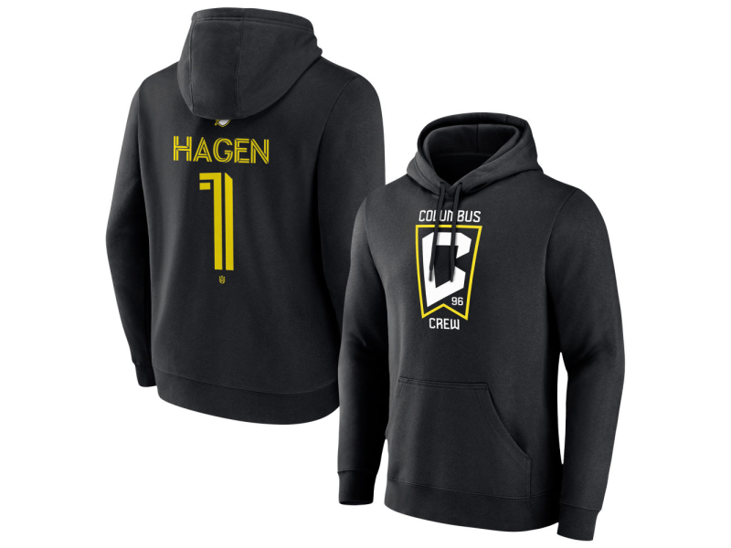 Men's Columbus Crew #1 Nicholas Hagen Team Authentic Pullover Hoodie - Black