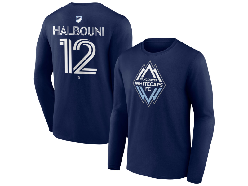 Men's Vancouver Whitecaps FC #12 Belal Halbouni Team Authentic Long Sleeve T-Shirt - Navy