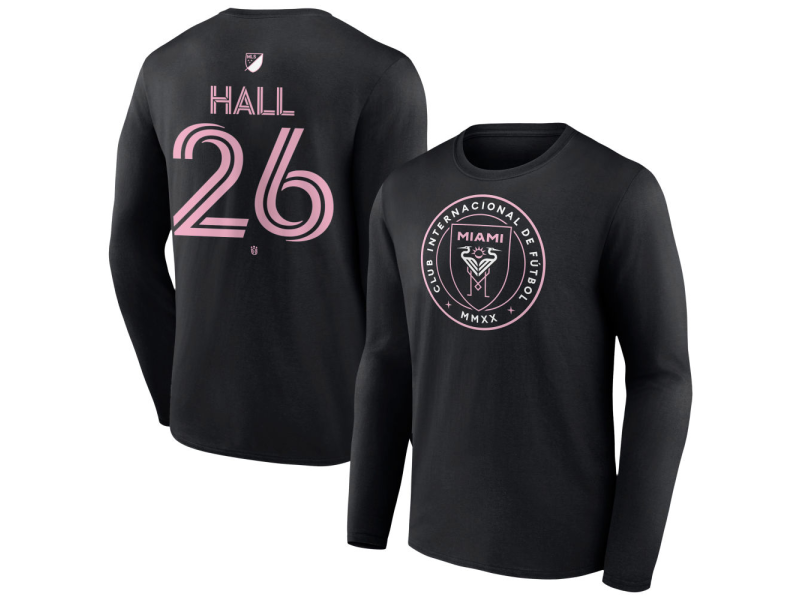 Men's Inter Miami CF Authentic Stack #26 Tyler Hall Long Sleeve T-Shirt - Black