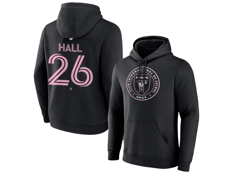 Men's Inter Miami CF Authentic Stack #26 Tyler Hall Pullover Hoodie - Black