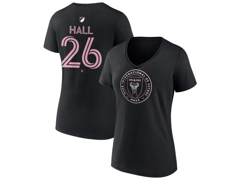 Women's Inter Miami CF Authentic Stack #26 Tyler Hall V-Neck T-Shirt - Black