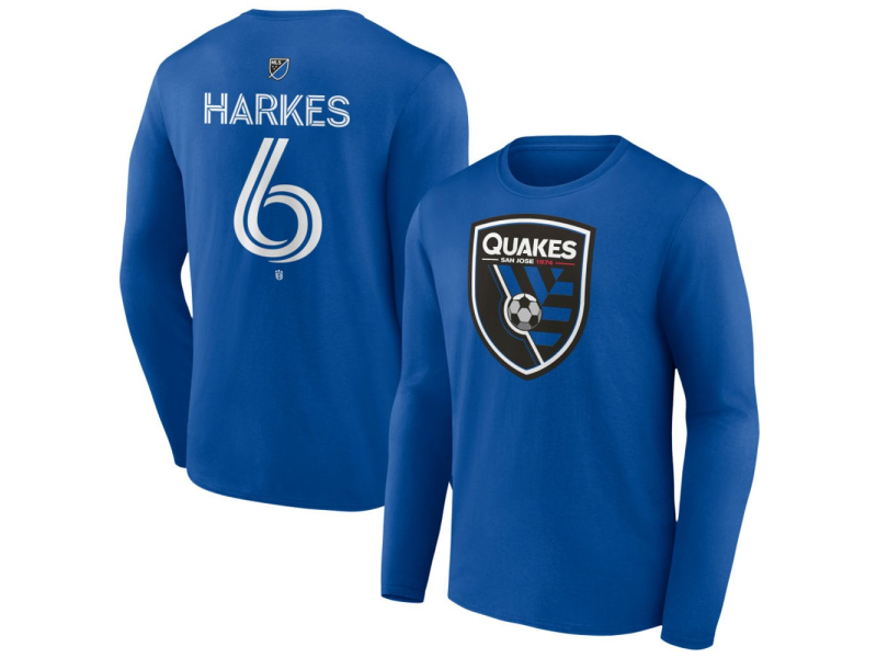 Youth San Jose Earthquakes #6 Ian Harkes Team Authentic Long Sleeve T-Shirt - Royal