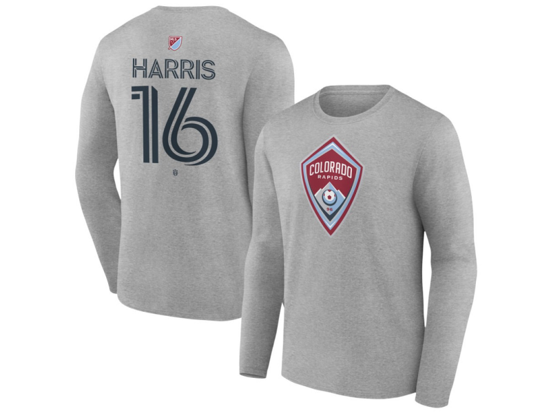 Youth Colorado Rapids #16 Alex Harris Team Authentic Long Sleeve T-Shirt - Gray