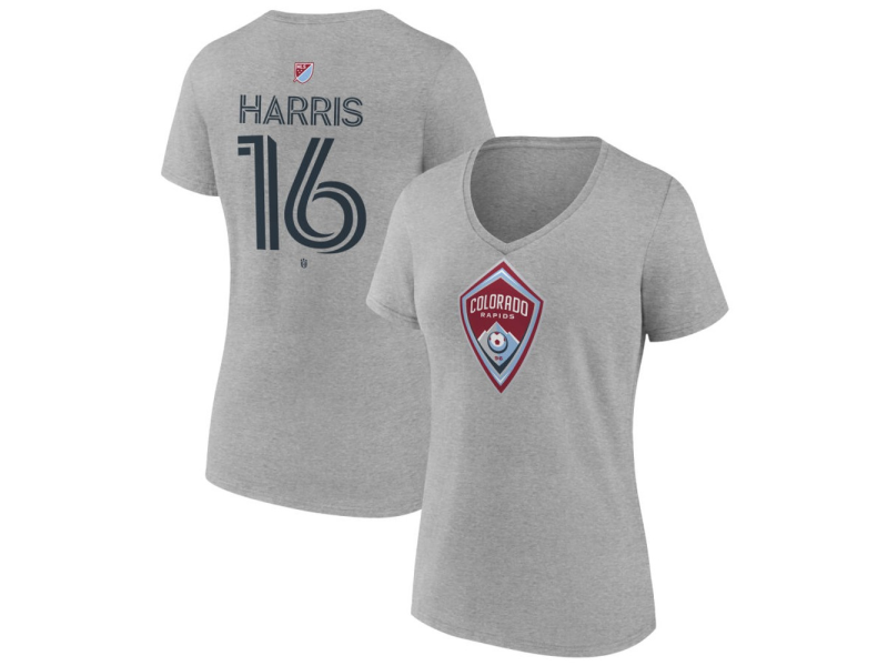 Women's Colorado Rapids #16 Alex Harris Team Authentic V-Neck T-Shirt - Gray