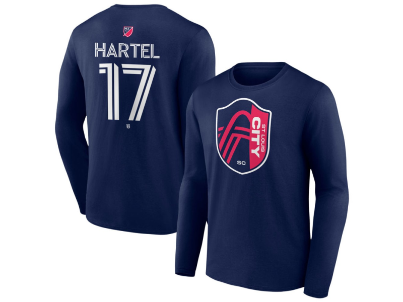 Men's St. Louis City SC #17 Marcel Hartel Team Authentic Long Sleeve T-Shirt - Navy