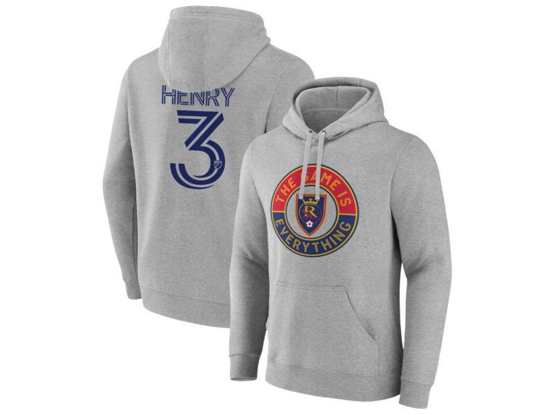Men's Real Salt Lake The Game Is Everything #3 Kobi Henry Pullover Hoodie - Gray
