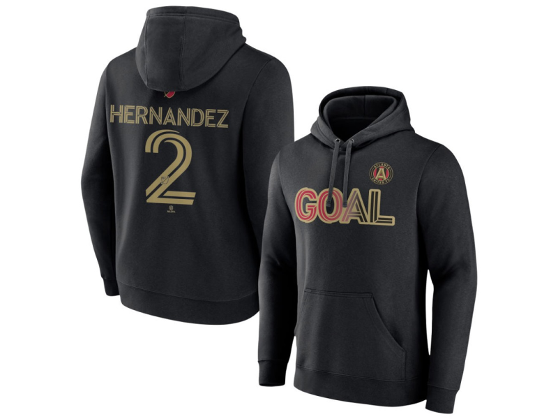 Men's Atlanta United FC Goal #2 Ronald Hernandez Pullover Hoodie - Black