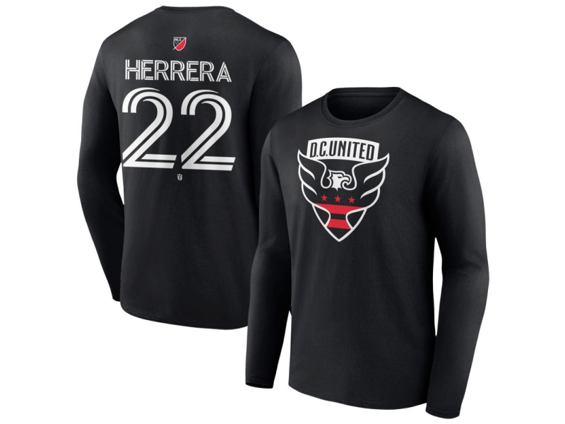 Men's D.C. United #22 Aaron Herrera Team Authentic Long Sleeve T-Shirt - Black