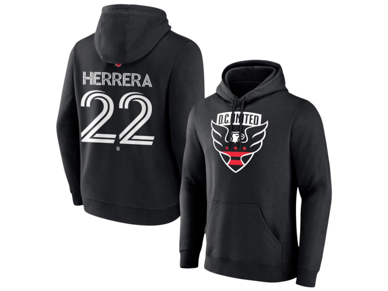 Men's D.C. United #22 Aaron Herrera Team Authentic Pullover Hoodie - Black
