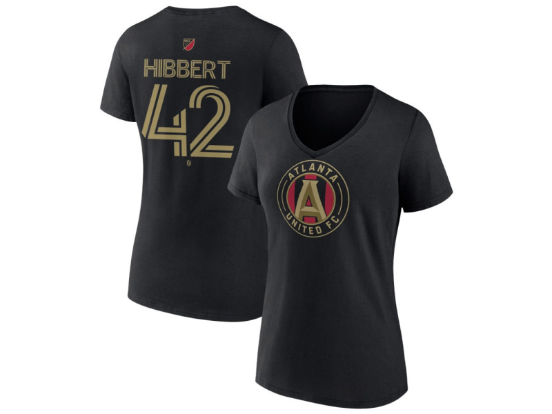 Women's Atlanta United FC #42 Jayden Hibbert Team Authentic V-Neck T-Shirt - Black