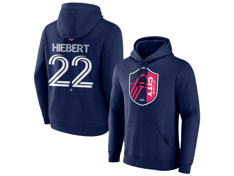 Men's St. Louis City SC #22 Kyle Hiebert Team Authentic Pullover Hoodie - Navy